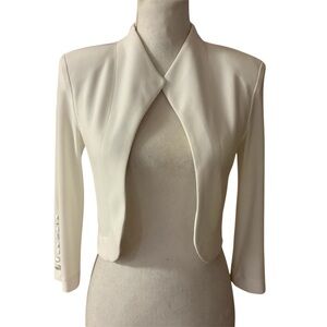 Joseph Ribkoff Cropped Tuxedo Blazer Bolero Jacket Women Sz 2 White Cardigan